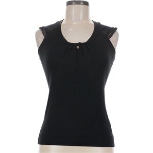 Black Lace-Trim Sleeveless Tank Top